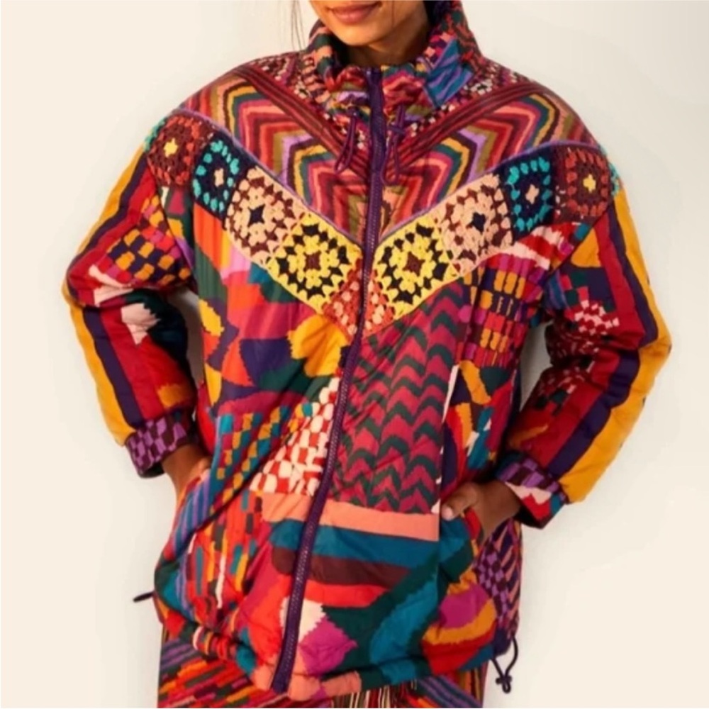 FARM Rio Multicolor Patchwork Quilted Jacket - image 5